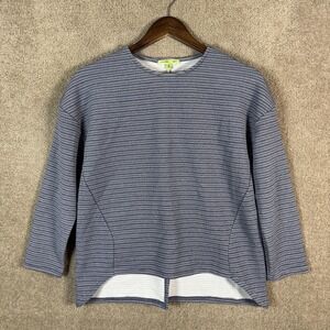 Trisha Tyler Shirt Womens Small Blue Stripe‎ High Low Hem Stretch Knit Top